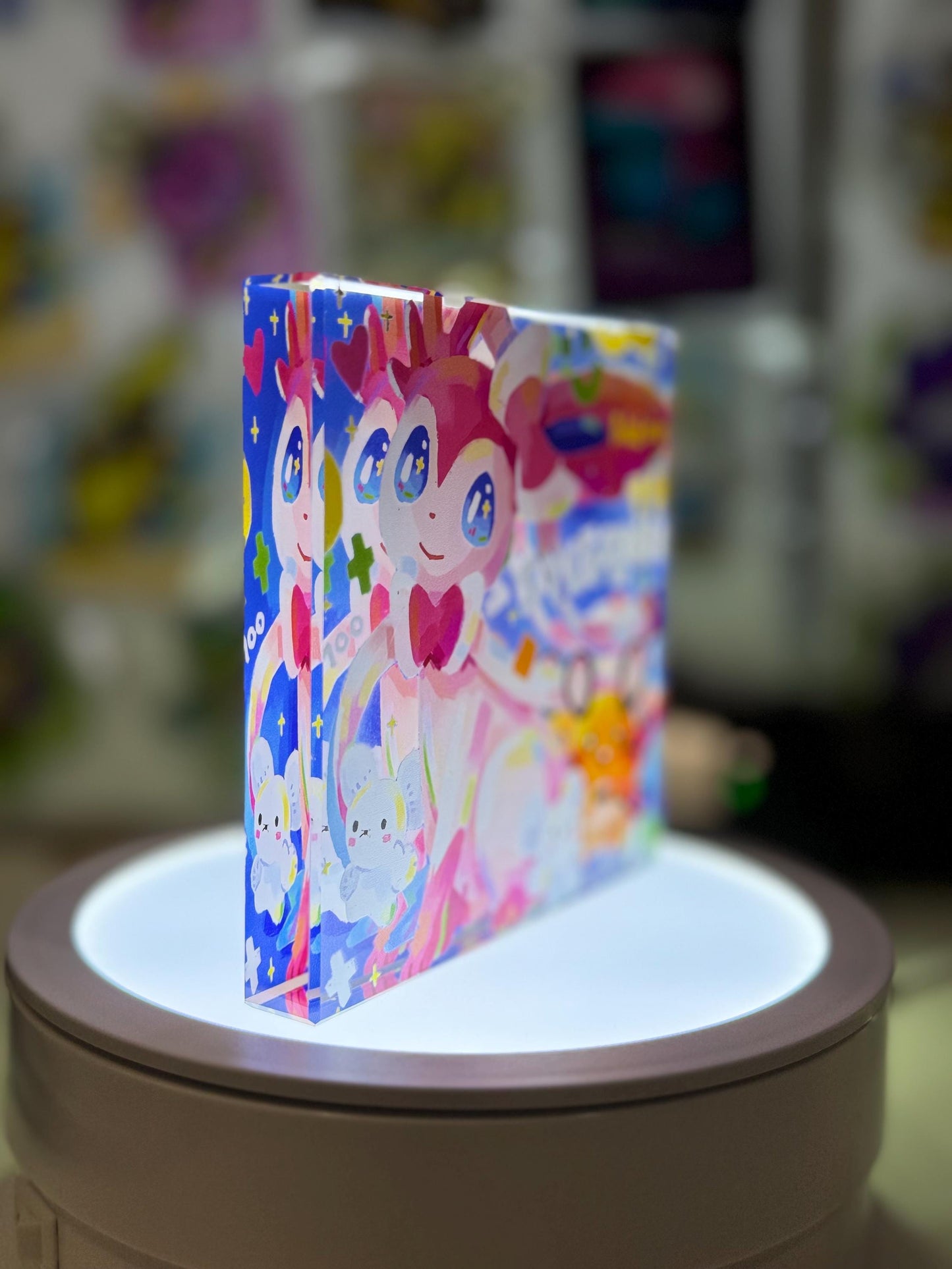 Sylveon CustomMade Pokemon Crystal Acrylic Block 10x10x1.5cm-Gift For him-Pokemon fan-Pokemon TCG PTCG-Pikachu Charizard Full Art