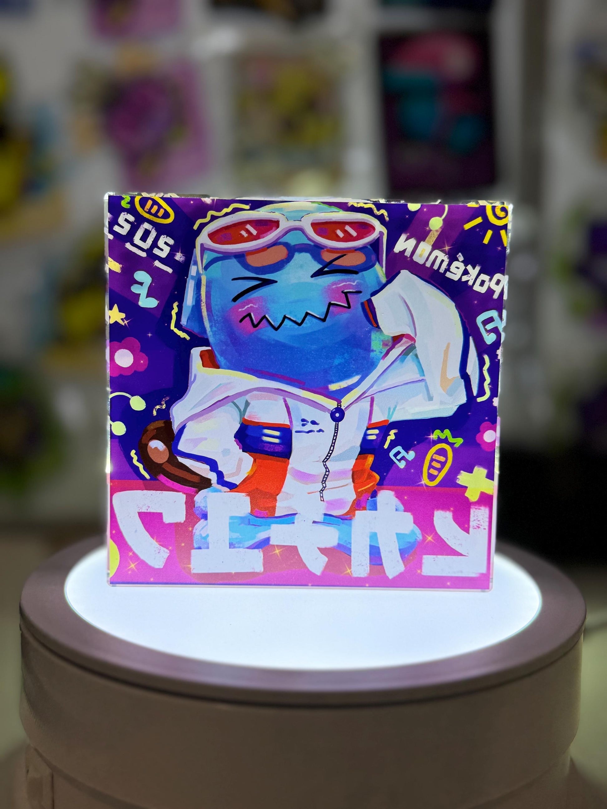 Wobbuffet CustomMade Pokemon Crystal Acrylic Block 10x10x1.5cm-Gift For him-Pokemon fan-Pokemon TCG PTCG-Pikachu Charizard Full Art