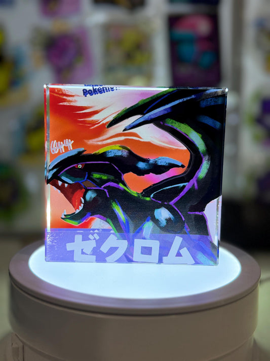 Zekrom CustomMade Pokemon Crystal Acrylic Block 10x10x1.5cm-Gift For him-Pokemon fan-Pokemon TCG PTCG-Pikachu Charizard Full Art