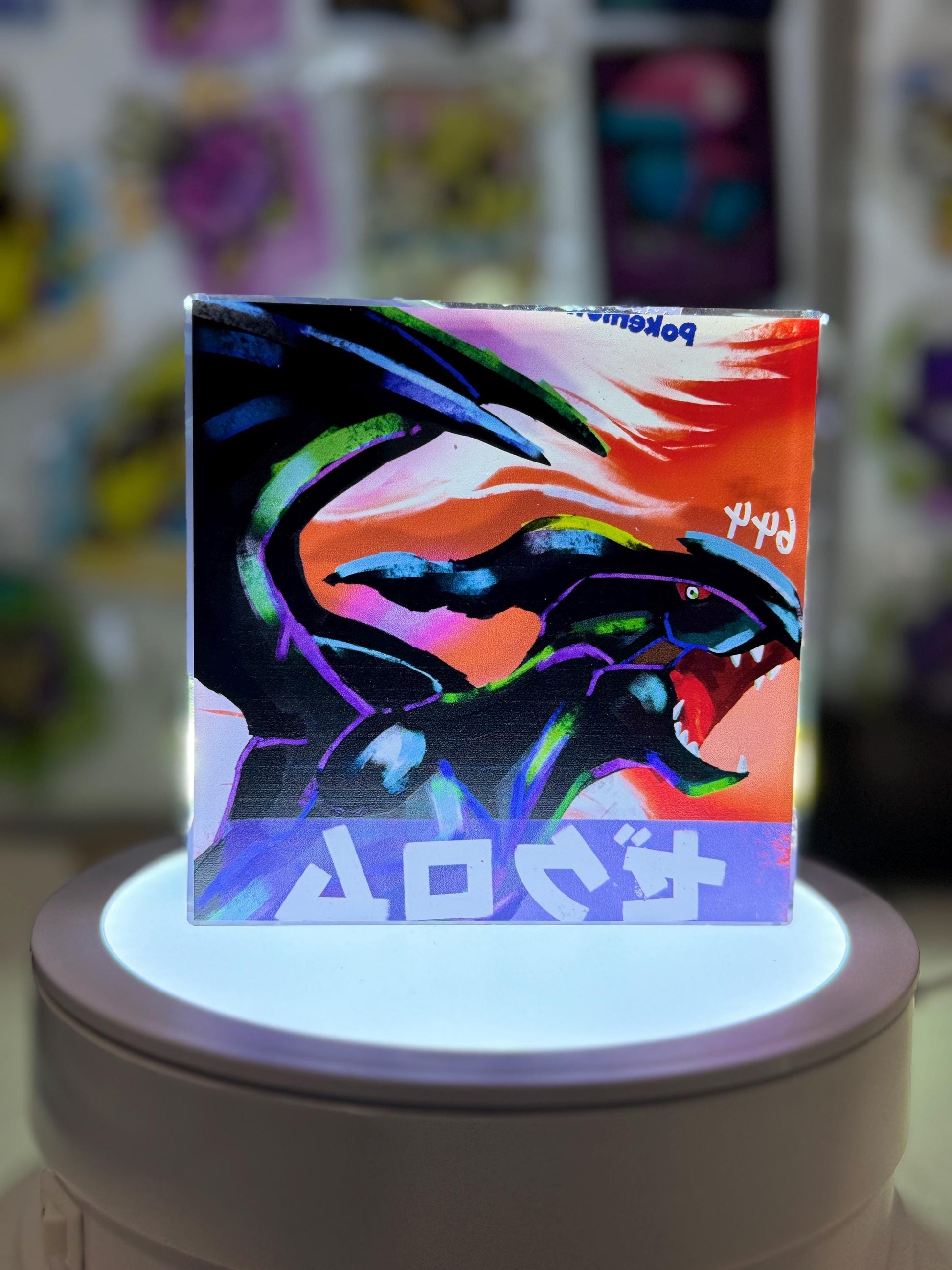 Zekrom CustomMade Pokemon Crystal Acrylic Block 10x10x1.5cm-Gift For him-Pokemon fan-Pokemon TCG PTCG-Pikachu Charizard Full Art