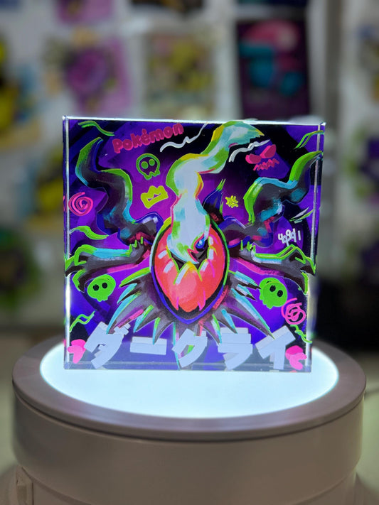 Darkrai CustomMade Pokemon Crystal Acrylic Block 10x10x1.5cm-Gift For him-Pokemon fan-Pokemon TCG PTCG-Pikachu Charizard Full Art