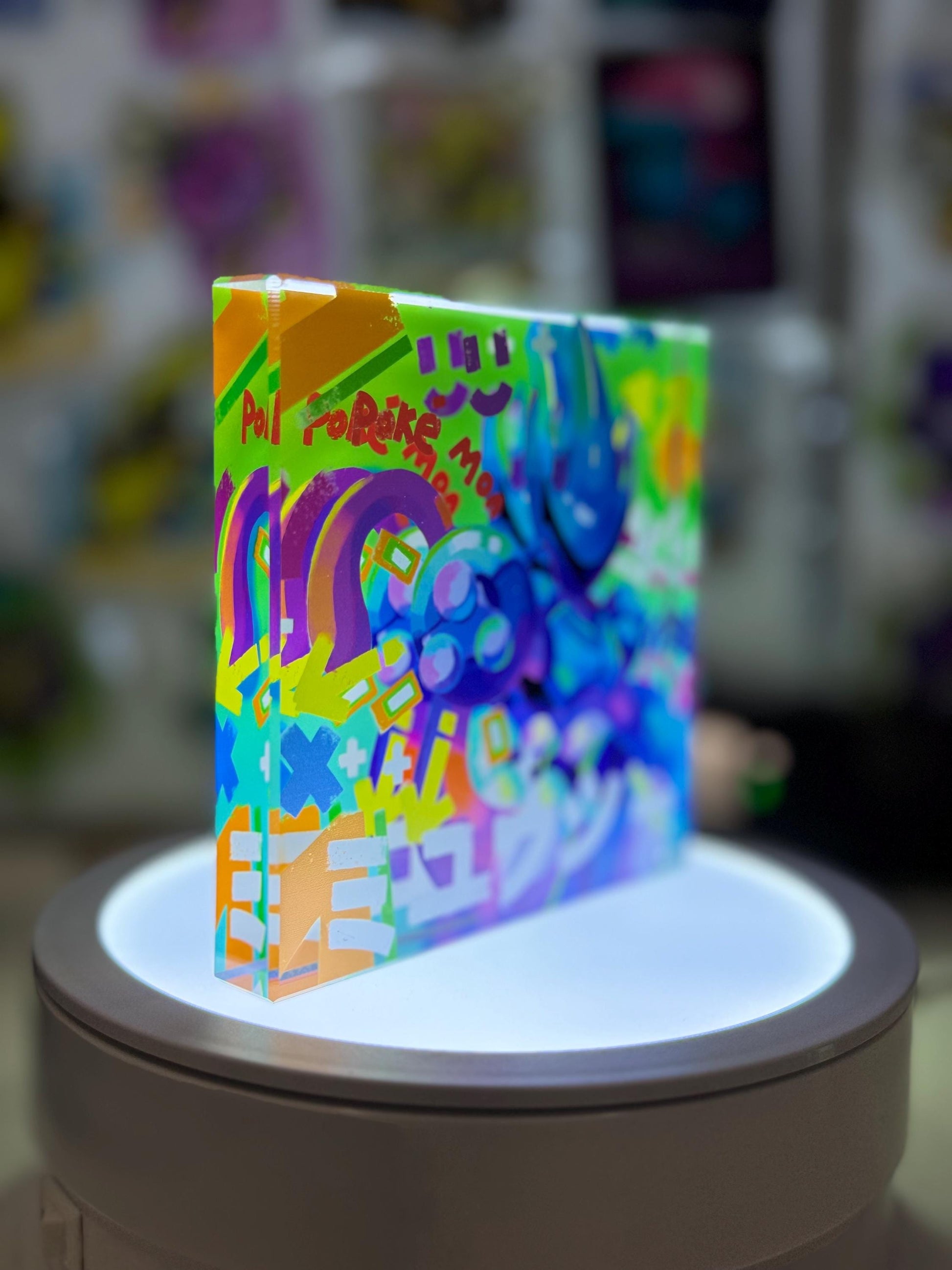 Mewtwo Pikachu CustomMade Pokemon Crystal Acrylic Block 10x10x1.5cm-Gift For him-Pokemon fan-Pokemon TCG PTCG-Pikachu Charizar Full Art