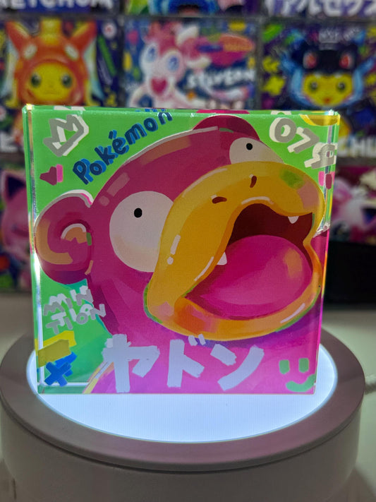 Slowpoke CustomMade Pokemon Crystal Acrylic Block 10x10x1.5cm-Gift For him-Pokemon fan-Pokemon TCG PTCG-Pikachu Charizard Full Art