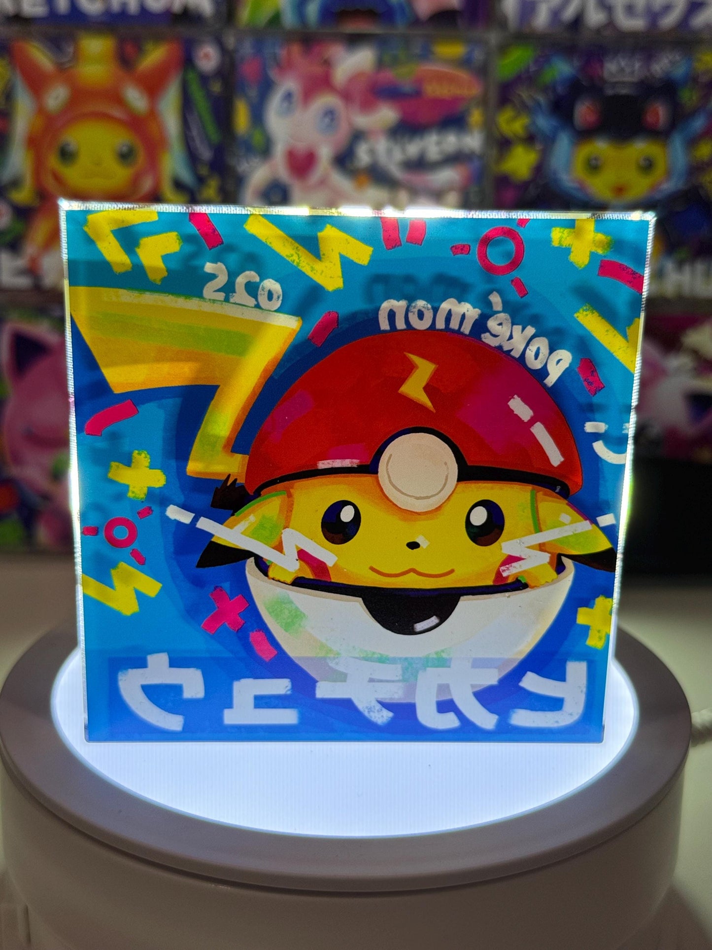 PikachuBall CustomMade Pokemon Crystal Acrylic Block 10x10x1.5cm-Gift For him-Pokemon fan-Pokemon TCG PTCG-Pikachu Charizard Full Art