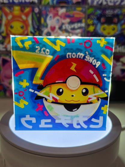 PikachuBall CustomMade Pokemon Crystal Acrylic Block 10x10x1.5cm-Gift For him-Pokemon fan-Pokemon TCG PTCG-Pikachu Charizard Full Art