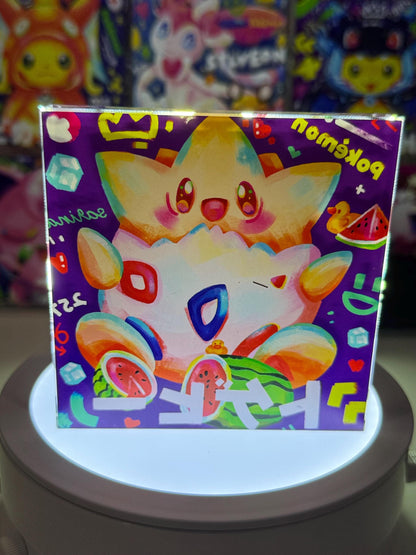 Togepi CustomMade Pokemon Decoration Full Art Acrylic Block 10x10x1.5cm-Gift For him-Pokemon fan-Pokemon TCG PTCG-Pikachu Charizard