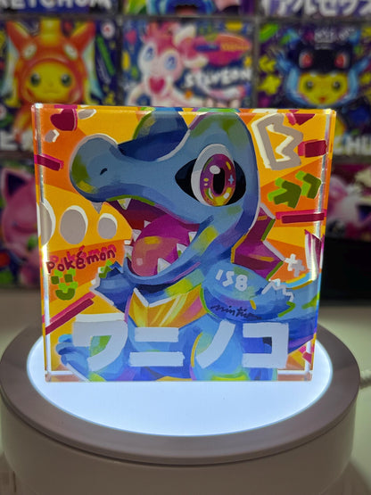 Totodile CustomMade Pokemon Crystal Acrylic Block 10x10x1.5cm-Gift For him-Pokemon fan-Pokemon TCG PTCG-Pikachu Charizard Full Art