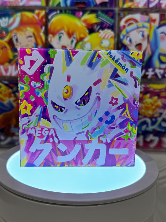 Gengar Mega CustomMade Pokemon Crystal Acrylic Block 10x10x1.5cm-Gift For him-Pokemon fan-Pokemon TCG PTCG-Pikachu Charizard Full Art