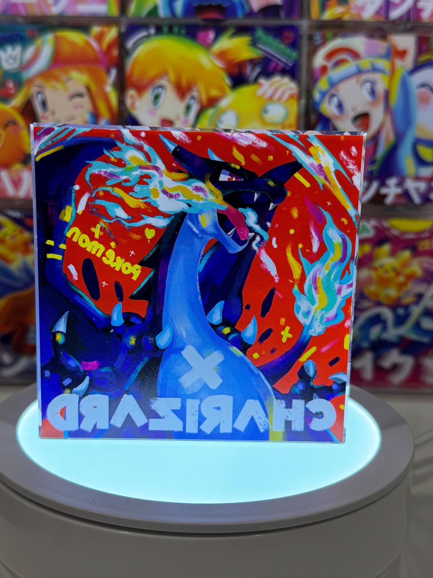Charizard X CustomMade Pokemon Crystal Acrylic Block 10x10x1.5cm-Gift For him-Pokemon fan-Pokemon TCG PTCG-Pikachu Charizard Full Art