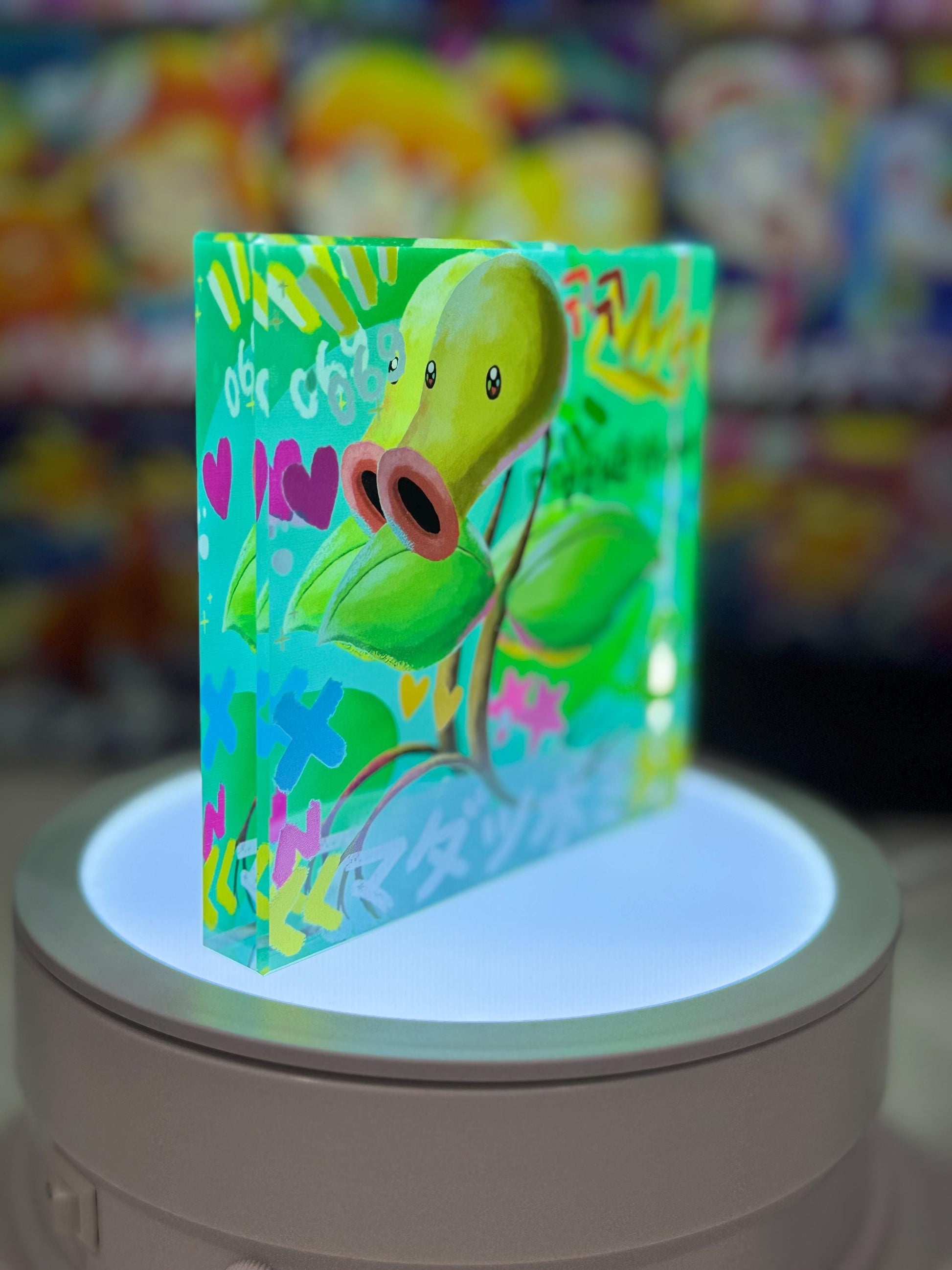 Bellsprout Evolution Chain CustomMade Pokemon Crystal Acrylic Block 10x10x1.5cm-Gift For him-Pokemon fan-Pokemon TCG PTCG Full Art