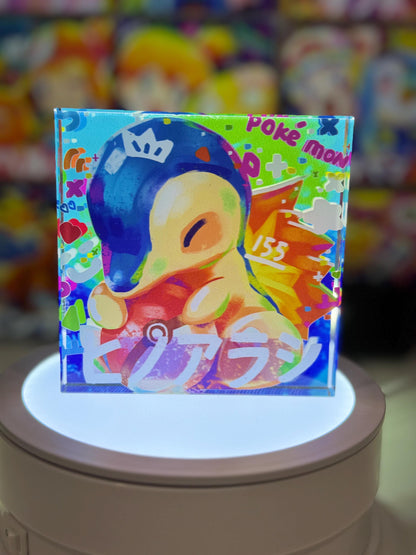 Cyndaquil Evolution Chain CustomMade Pokemon Crystal Acrylic Block 10x10x1.5cm-Gift For him-Pokemon fan-Pokemon TCG PTCG Full Art