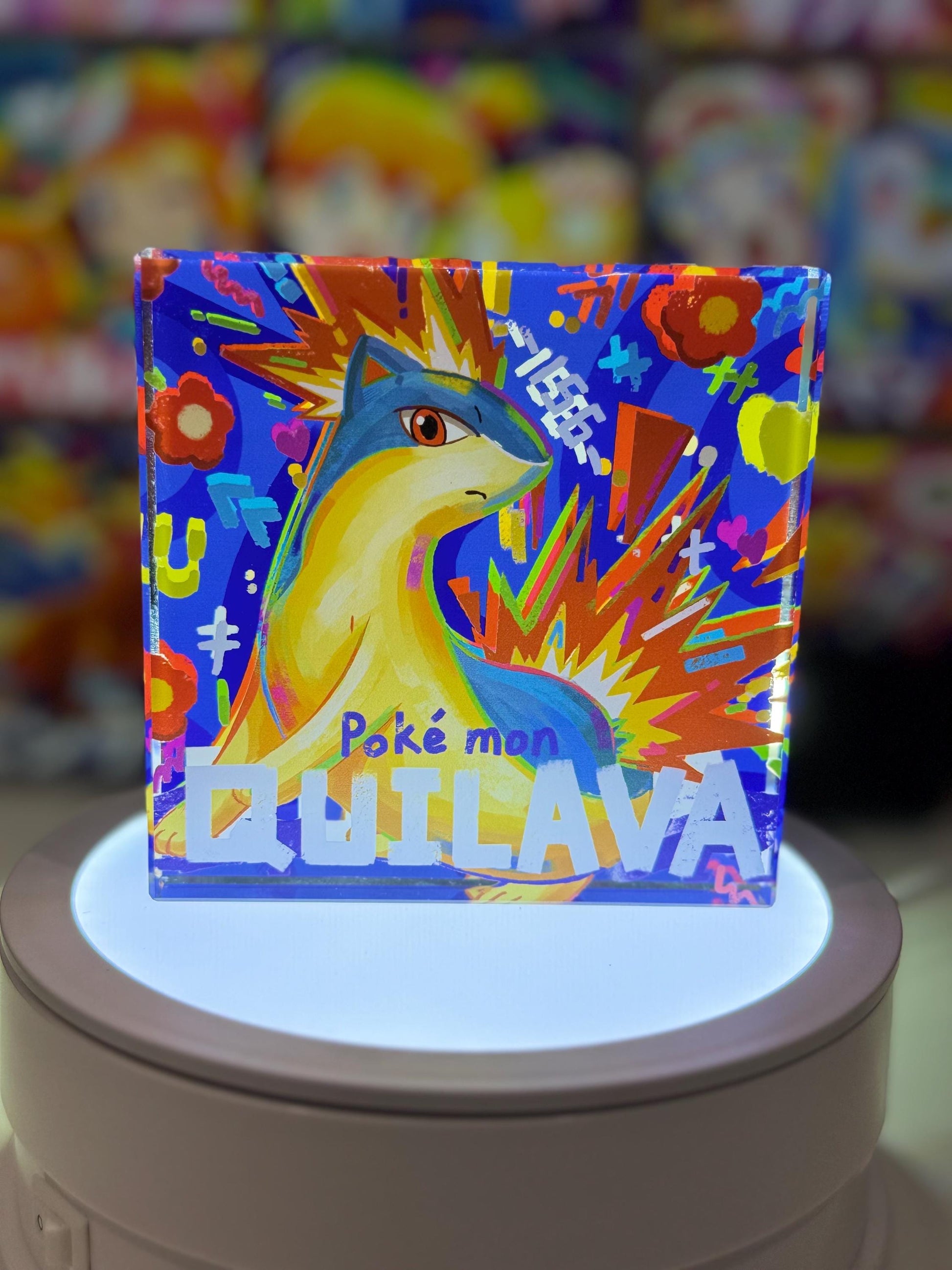 Cyndaquil Evolution Chain CustomMade Pokemon Crystal Acrylic Block 10x10x1.5cm-Gift For him-Pokemon fan-Pokemon TCG PTCG Full Art