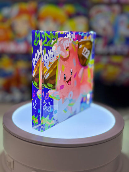 Clefairy Cleffa Evolution Chain CustomMade Pokemon Crystal Acrylic Block 10x10x1.5cm-Gift For him-Pokemon fan-Pokemon TCG PTCG Full Art