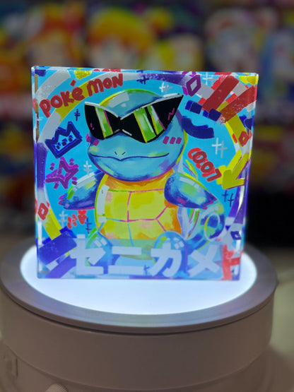 Squirtle Evolution Chain CustomMade Pokemon Crystal Acrylic Block 10x10x1.5cm-Gift For him-Pokemon fan-Pokemon TCG PTCG Full Art