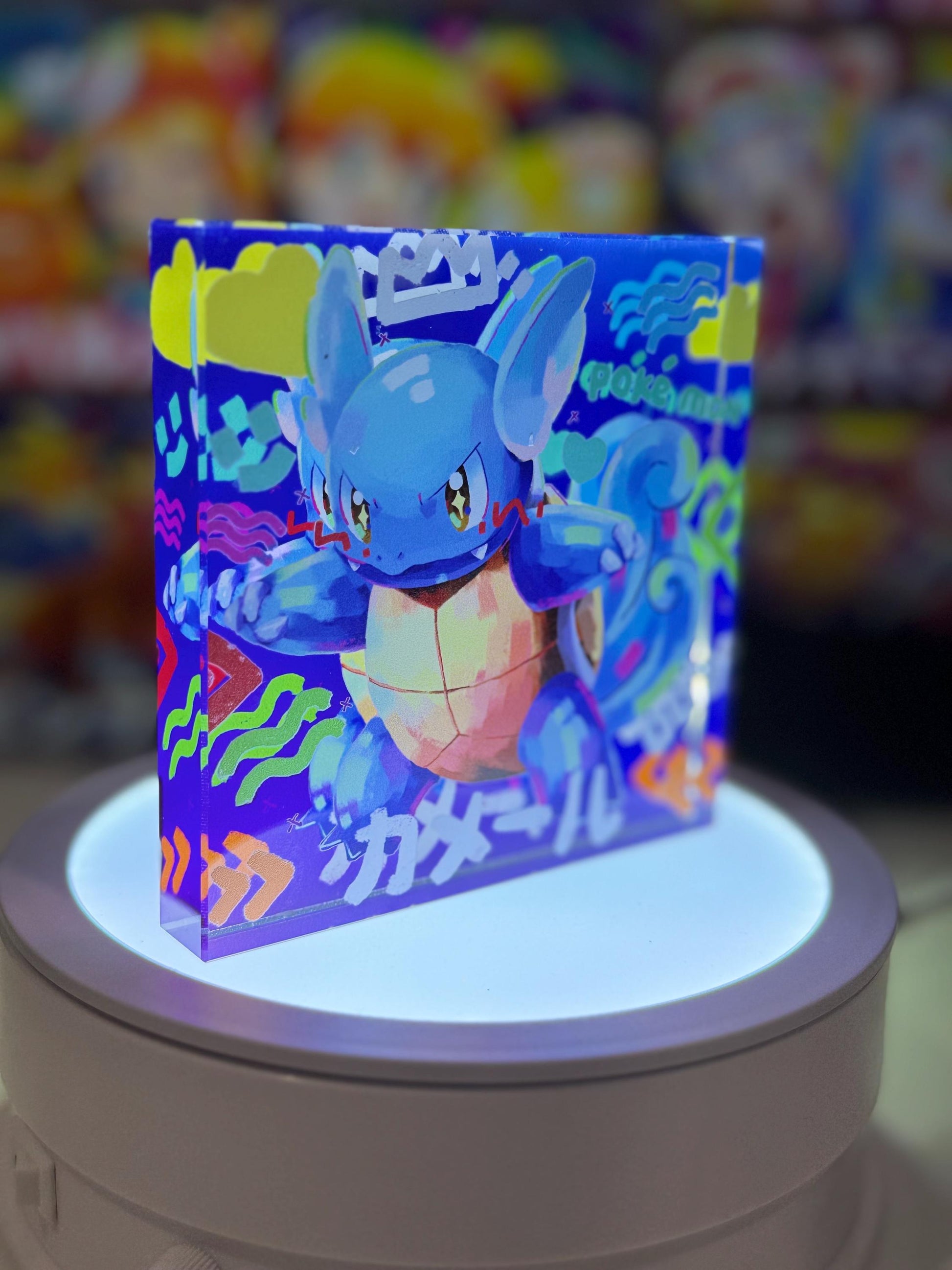 Squirtle Evolution Chain CustomMade Pokemon Crystal Acrylic Block 10x10x1.5cm-Gift For him-Pokemon fan-Pokemon TCG PTCG Full Art