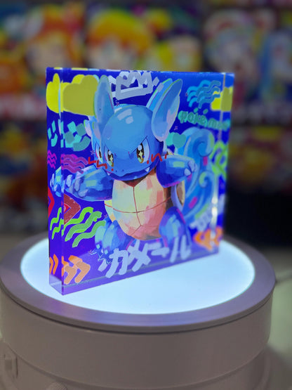 Squirtle Evolution Chain CustomMade Pokemon Crystal Acrylic Block 10x10x1.5cm-Gift For him-Pokemon fan-Pokemon TCG PTCG Full Art