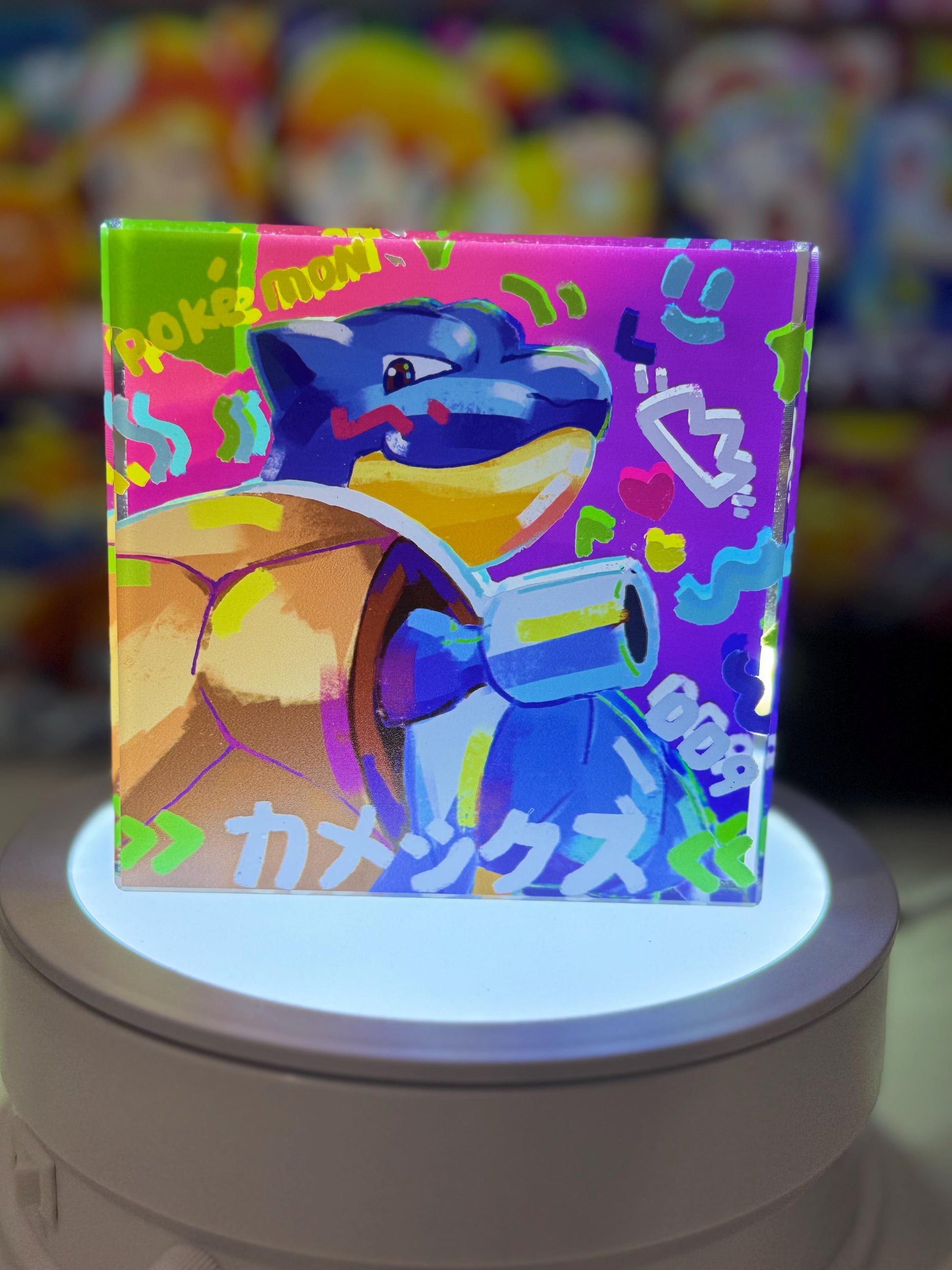 Squirtle Evolution Chain CustomMade Pokemon Crystal Acrylic Block 10x10x1.5cm-Gift For him-Pokemon fan-Pokemon TCG PTCG Full Art