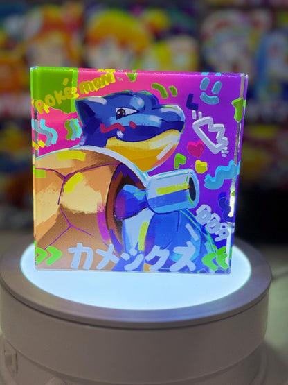 Squirtle Evolution Chain CustomMade Pokemon Crystal Acrylic Block 10x10x1.5cm-Gift For him-Pokemon fan-Pokemon TCG PTCG Full Art