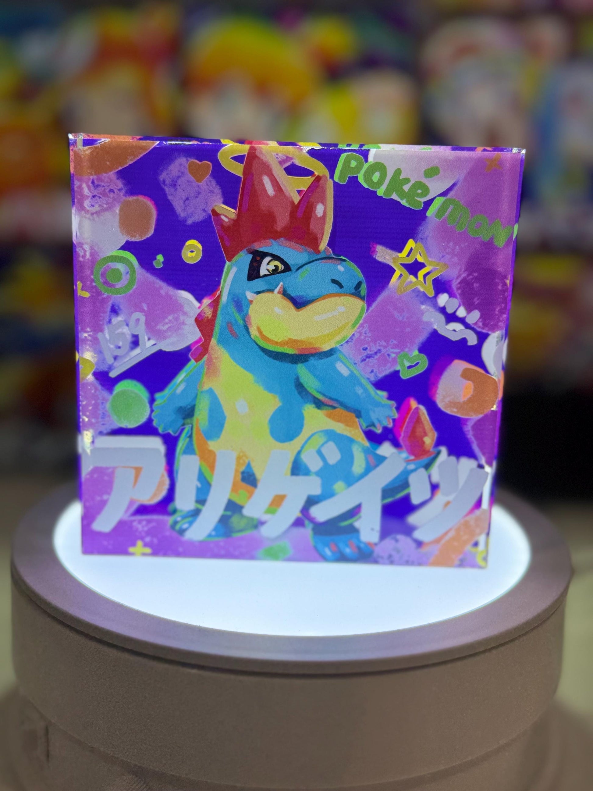 Totodile Evolution Chain CustomMade Pokemon Crystal Acrylic Block 10x10x1.5cm-Gift For him-Pokemon fan-Pokemon TCG PTCG Full Art