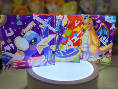 Dragonite Evolution Chain CustomMade Pokemon Crystal Acrylic Block 10x10x1.5cm-Gift For him-Pokemon fan-Pokemon TCG PTCG Full Art