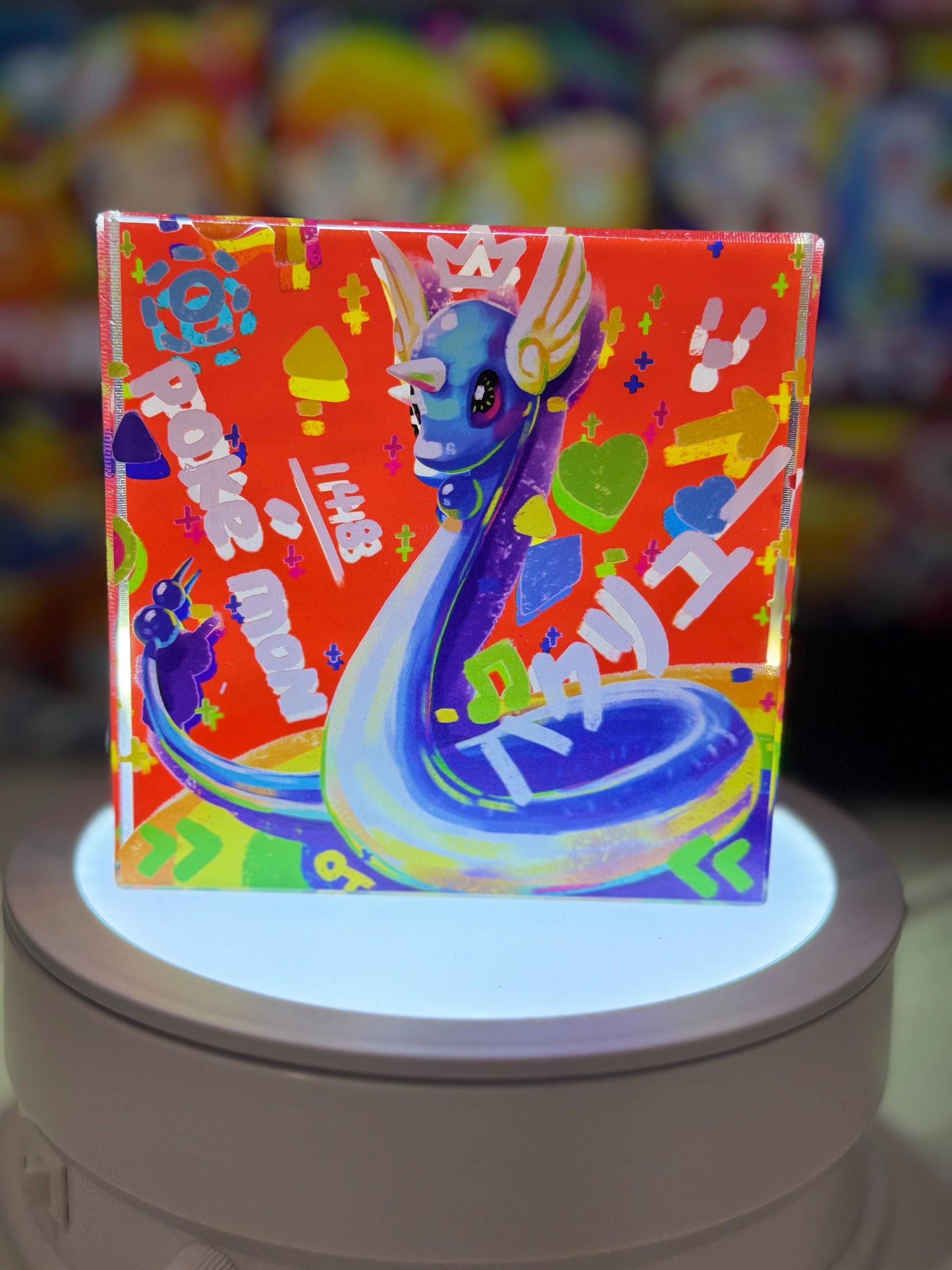 Dragonite Evolution Chain CustomMade Pokemon Crystal Acrylic Block 10x10x1.5cm-Gift For him-Pokemon fan-Pokemon TCG PTCG Full Art