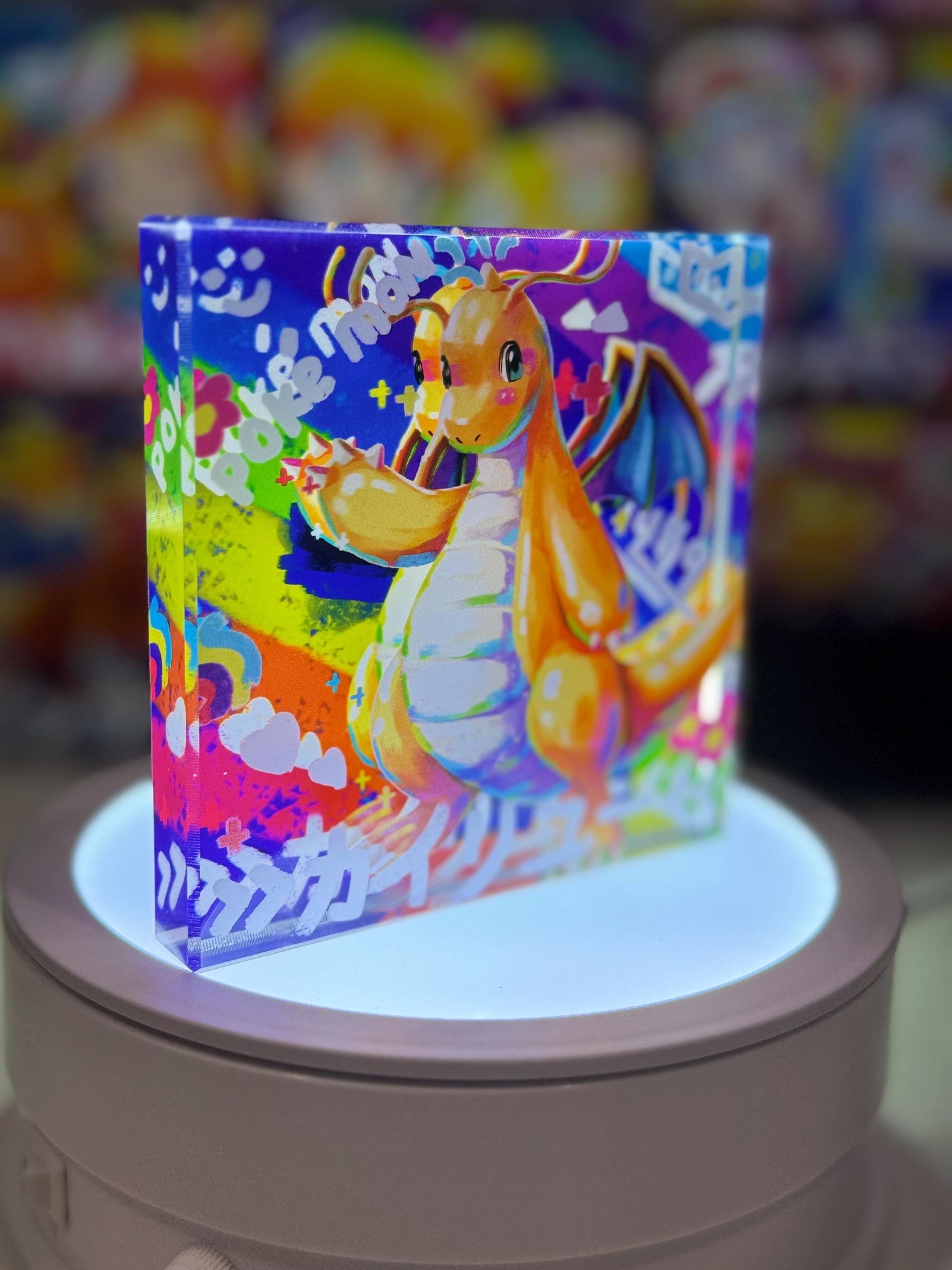 Dragonite Evolution Chain CustomMade Pokemon Crystal Acrylic Block 10x10x1.5cm-Gift For him-Pokemon fan-Pokemon TCG PTCG Full Art