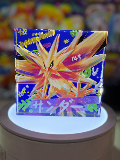 Articuno Zapdos Moltres Legendary CustomMade Pokemon Crystal Acrylic Block 10x10x1.5cm-Gift For him-Pokemon fan-Pokemon TCG PTCG Full Art