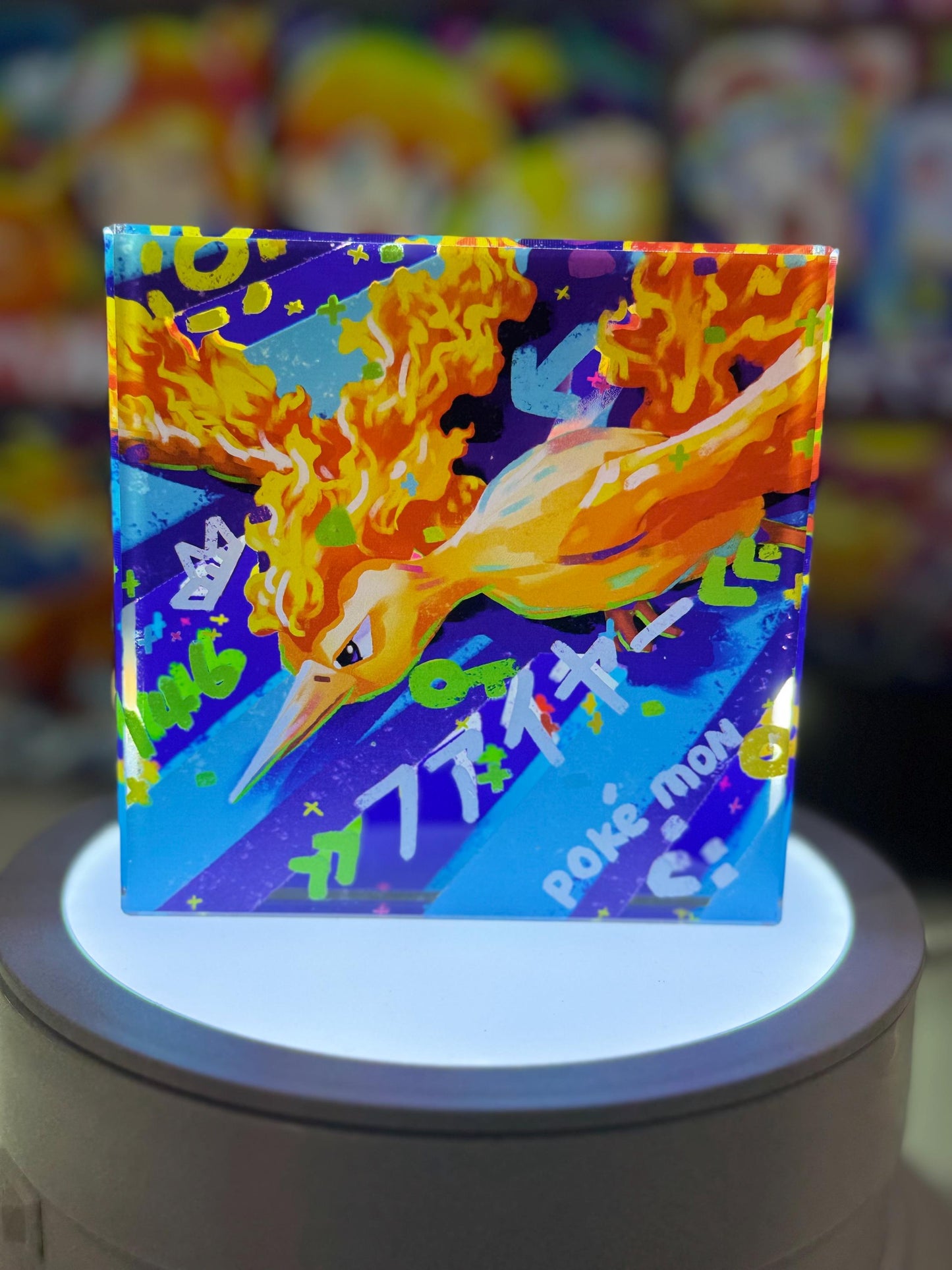 Articuno Zapdos Moltres Legendary CustomMade Pokemon Crystal Acrylic Block 10x10x1.5cm-Gift For him-Pokemon fan-Pokemon TCG PTCG Full Art
