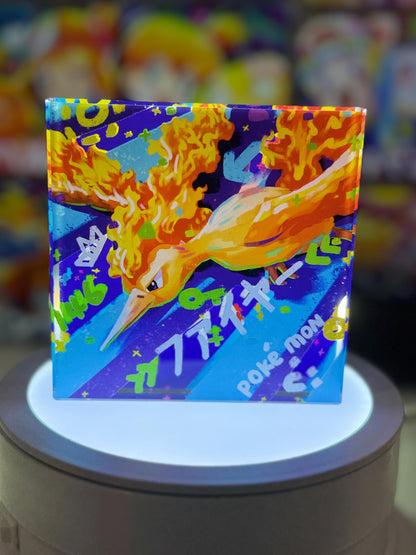 Articuno Zapdos Moltres Legendary CustomMade Pokemon Crystal Acrylic Block 10x10x1.5cm-Gift For him-Pokemon fan-Pokemon TCG PTCG Full Art