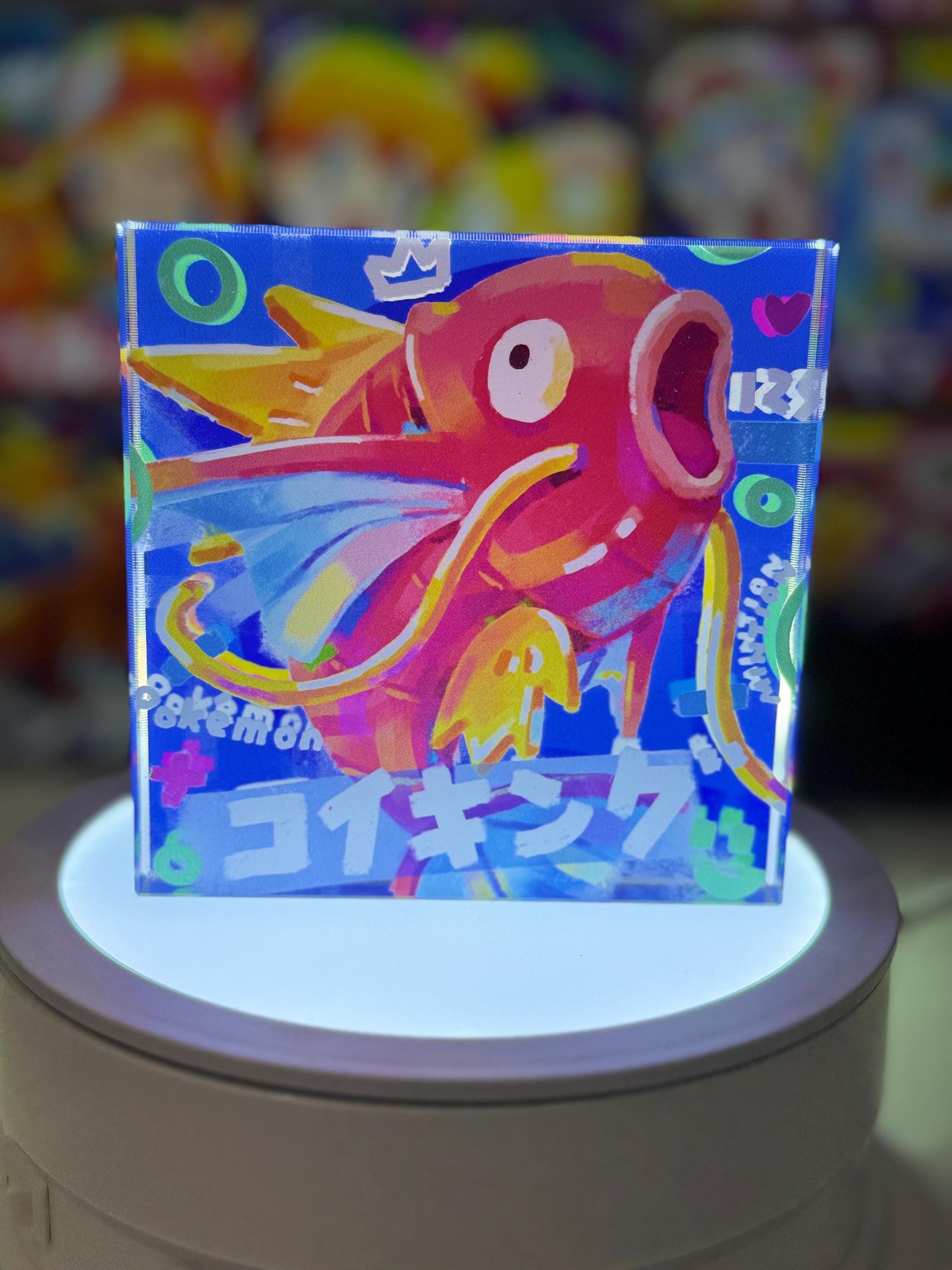 Magikarp Gyarados Evolution Chain CustomMade Pokemon Crystal Acrylic Block 10x10x1.5cm-Gift For him-Pokemon fan-Pokemon TCG PTCG Full Art