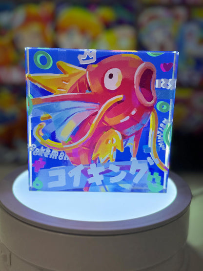 Magikarp Gyarados Evolution Chain CustomMade Pokemon Crystal Acrylic Block 10x10x1.5cm-Gift For him-Pokemon fan-Pokemon TCG PTCG Full Art