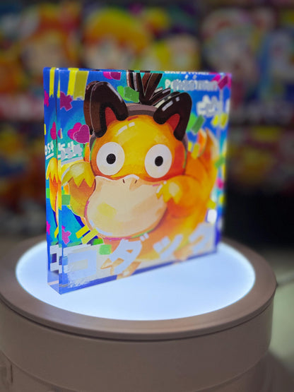 Psyduck Golduck Evolution CustomMade Pokemon Crystal Acrylic Block 10x10x1.5cm-Gift For him-Pokemon fan-Pokemon TCG PTCG Full Art