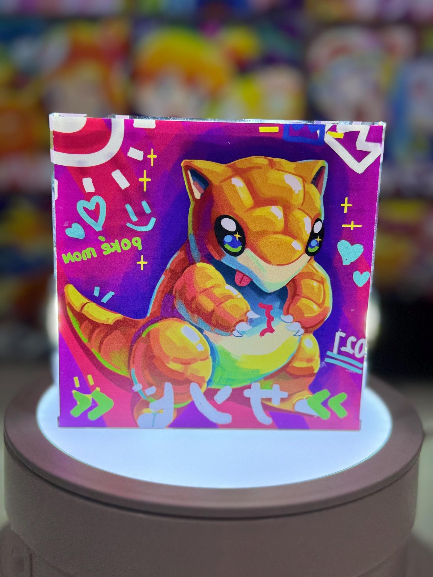 Sandshrew Sandslash Evolution CustomMade Pokemon Crystal Acrylic Block 10x10x1.5cm-Gift For him-Pokemon fan-Pokemon TCG PTCG Full Art