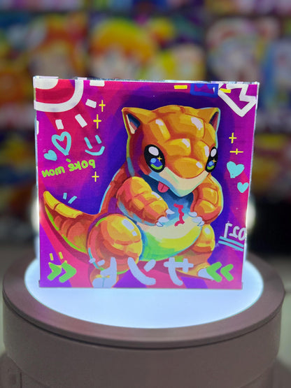 Sandshrew Sandslash Evolution CustomMade Pokemon Crystal Acrylic Block 10x10x1.5cm-Gift For him-Pokemon fan-Pokemon TCG PTCG Full Art