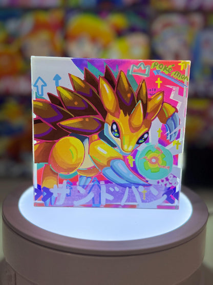 Sandshrew Sandslash Evolution CustomMade Pokemon Crystal Acrylic Block 10x10x1.5cm-Gift For him-Pokemon fan-Pokemon TCG PTCG Full Art