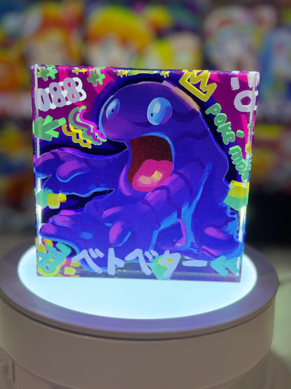 Grimer Muk Evolution Chain CustomMade Pokemon Crystal Acrylic Block 10x10x1.5cm-Gift For him-Pokemon fan-Pokemon TCG PTCG Full Art