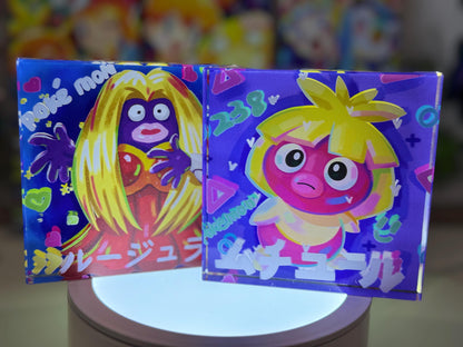 Jynx Smoochum Evolution Chain CustomMade Pokemon Crystal Acrylic Block 10x10x1.5cm-Gift For him-Pokemon fan-Pokemon TCG PTCG Full Art