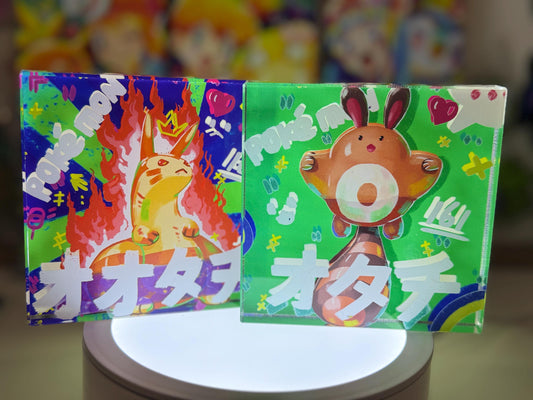 Sentret Furret Evolution Chain CustomMade Pokemon Crystal Acrylic Block 10x10x1.5cm-Gift For him-Pokemon fan-Pokemon TCG PTCG Full Art