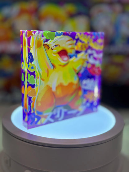 Drowzee Hypno Evolution Chain CustomMade Pokemon Crystal Acrylic Block 10x10x1.5cm-Gift For him-Pokemon fan-Pokemon TCG PTCG Full Art