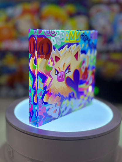 Mankey Primeape Evolution Chain CustomMade Pokemon Crystal Acrylic Block 10x10x1.5cm-Gift For him-Pokemon fan-Pokemon TCG PTCG Full Art