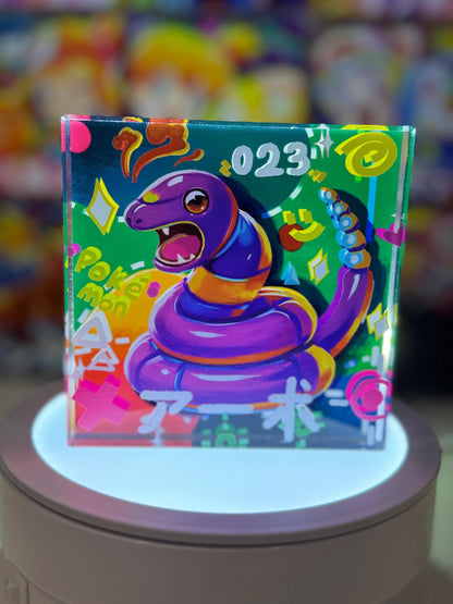 Arbok Ekans Evolution Chain CustomMade Pokemon Crystal Acrylic Block 10x10x1.5cm-Gift For him-Pokemon fan-Pokemon TCG PTCG Full Art