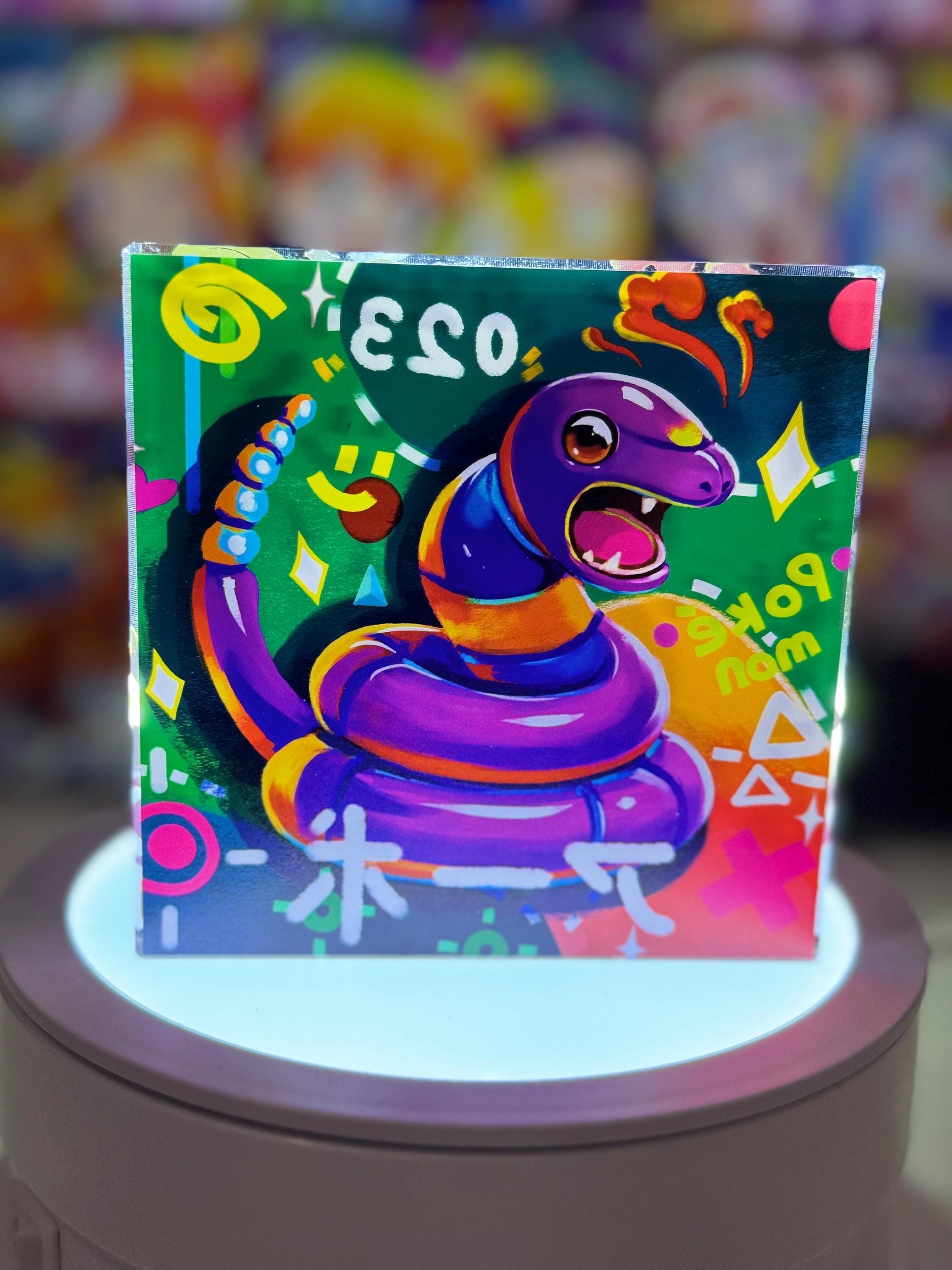 Arbok Ekans Evolution Chain CustomMade Pokemon Crystal Acrylic Block 10x10x1.5cm-Gift For him-Pokemon fan-Pokemon TCG PTCG Full Art