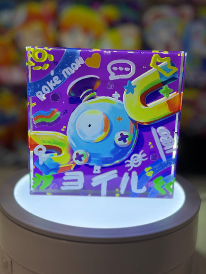 Magnemite Magneton Evolution Chain CustomMade Pokemon Crystal Acrylic Block 10x10x1.5cmGift For him-Pokemon fan-Pokemon TCG PTCG Full Art