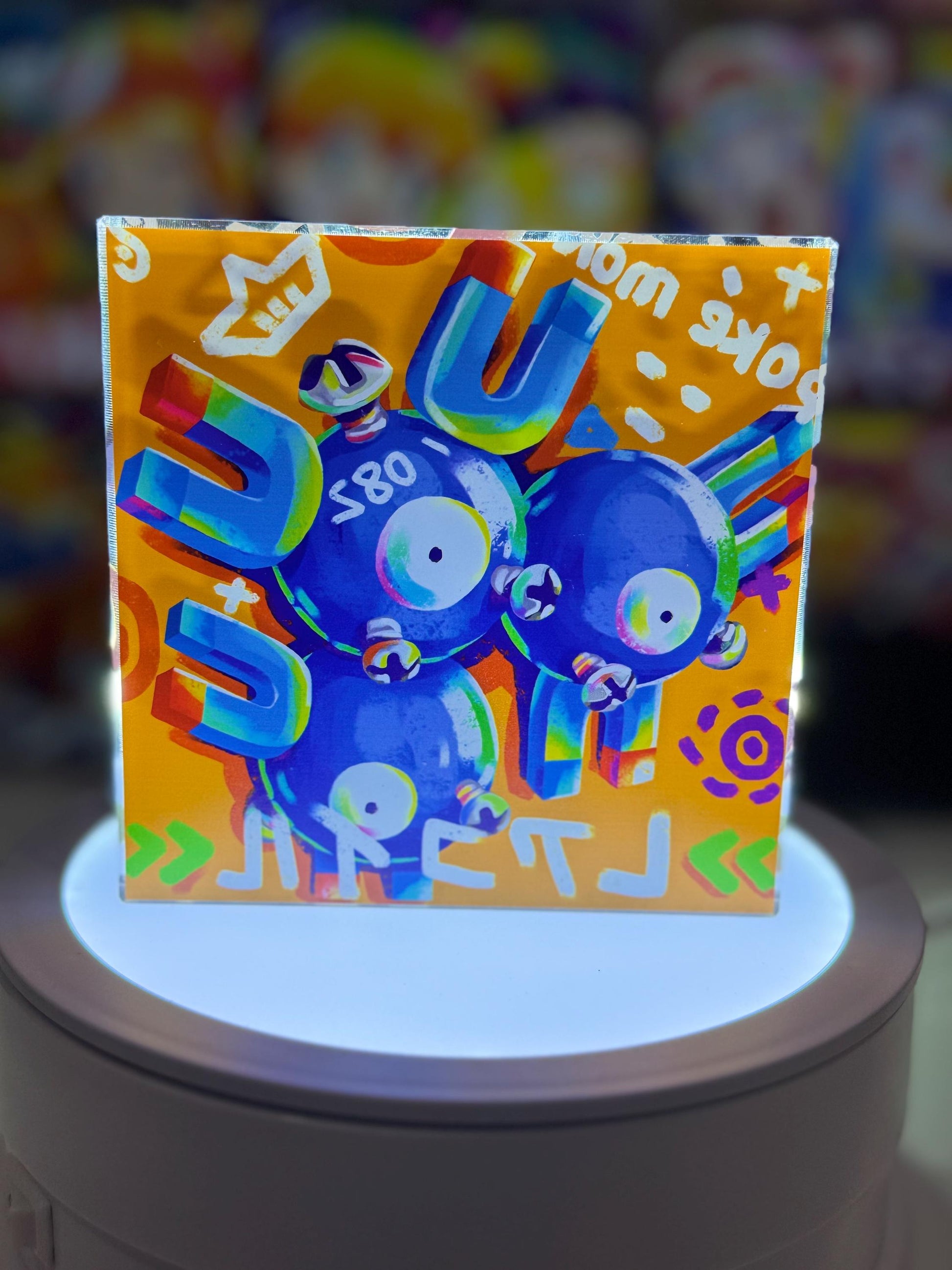 Magnemite Magneton Evolution Chain CustomMade Pokemon Crystal Acrylic Block 10x10x1.5cmGift For him-Pokemon fan-Pokemon TCG PTCG Full Art