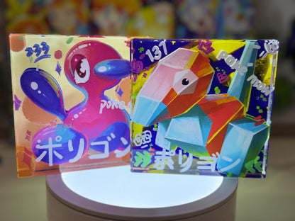 Porygon /2 Evolution Chain CustomMade Pokemon Crystal Acrylic Block 10x10x1.5cm-Gift For him-Pokemon fan-Pokemon TCG PTCG Full Art