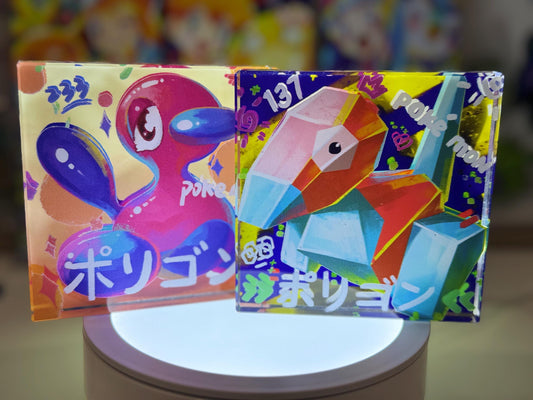 Porygon /2 Evolution Chain CustomMade Pokemon Crystal Acrylic Block 10x10x1.5cm-Gift For him-Pokemon fan-Pokemon TCG PTCG Full Art