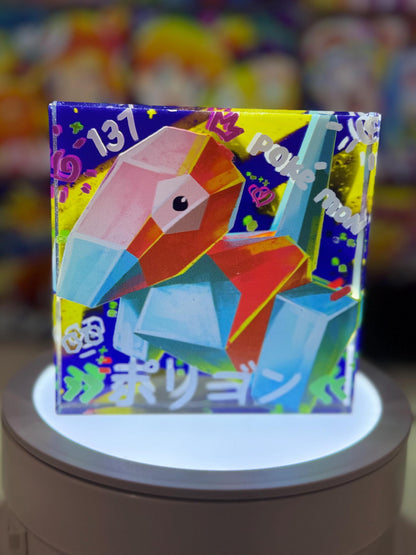 Porygon /2 Evolution Chain CustomMade Pokemon Crystal Acrylic Block 10x10x1.5cm-Gift For him-Pokemon fan-Pokemon TCG PTCG Full Art