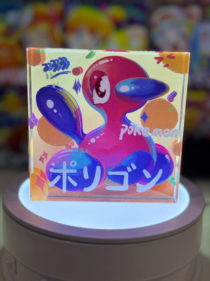 Porygon /2 Evolution Chain CustomMade Pokemon Crystal Acrylic Block 10x10x1.5cm-Gift For him-Pokemon fan-Pokemon TCG PTCG Full Art