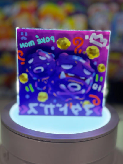 Koffing Weezing Evolution Chain CustomMade Pokemon Crystal Acrylic Block 10x10x1.5cm-Gift For him-Pokemon fan-Pokemon TCG PTCG Full Art