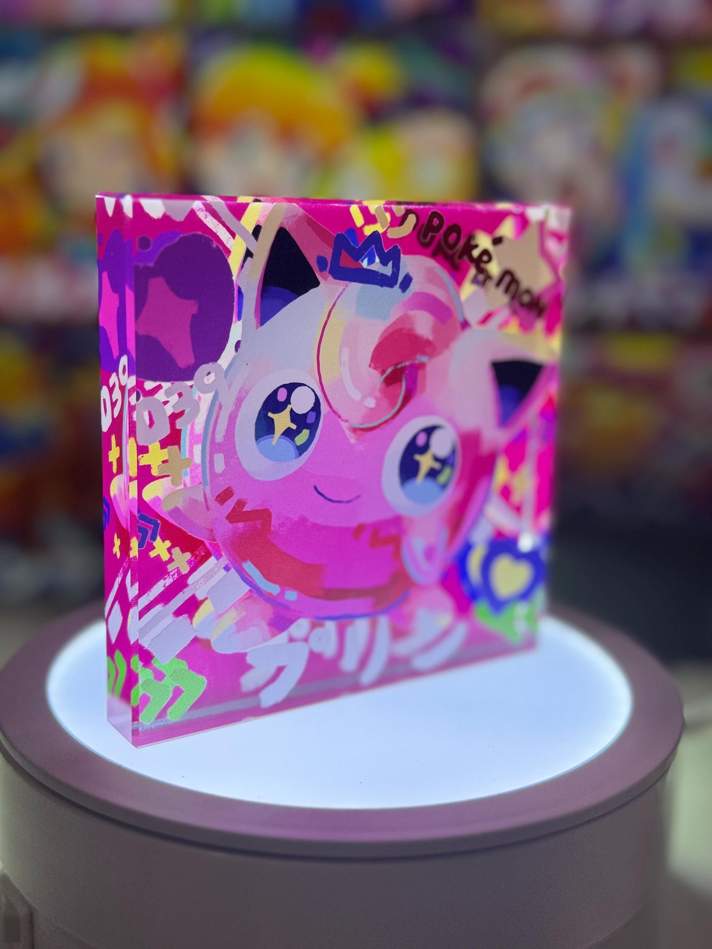 Jigglypuff Evolution Chain CustomMade Pokemon Crystal Acrylic Block 10x10x1.5cm-Gift For him-Pokemon fan-Pokemon TCG PTCG Full Art